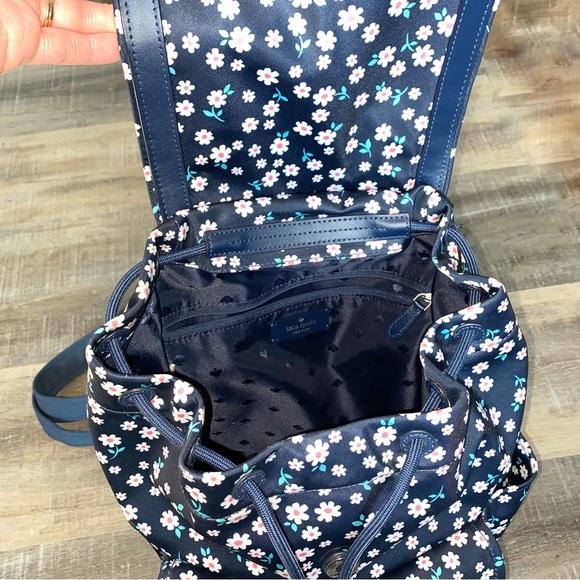 SOLD Kate Spade New York Fleurette Carley Flap Drawstring Floral Navy  Backpack - Picture 11 of 11